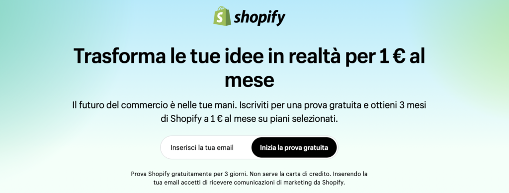 Shopify e-commerce platform: free trial